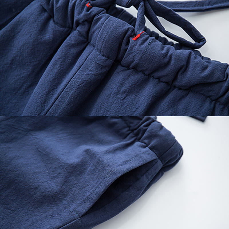 Pantaloni da uomo in pile di cotone con coulisse e tasche, modello Buddha Stones Winter Solid