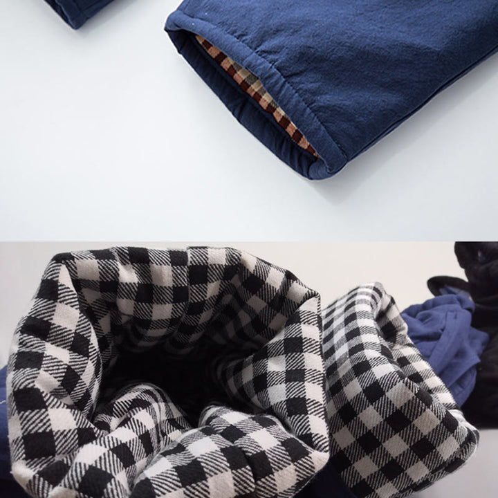 Pantaloni da uomo in pile di cotone con coulisse e tasche, modello Buddha Stones Winter Solid