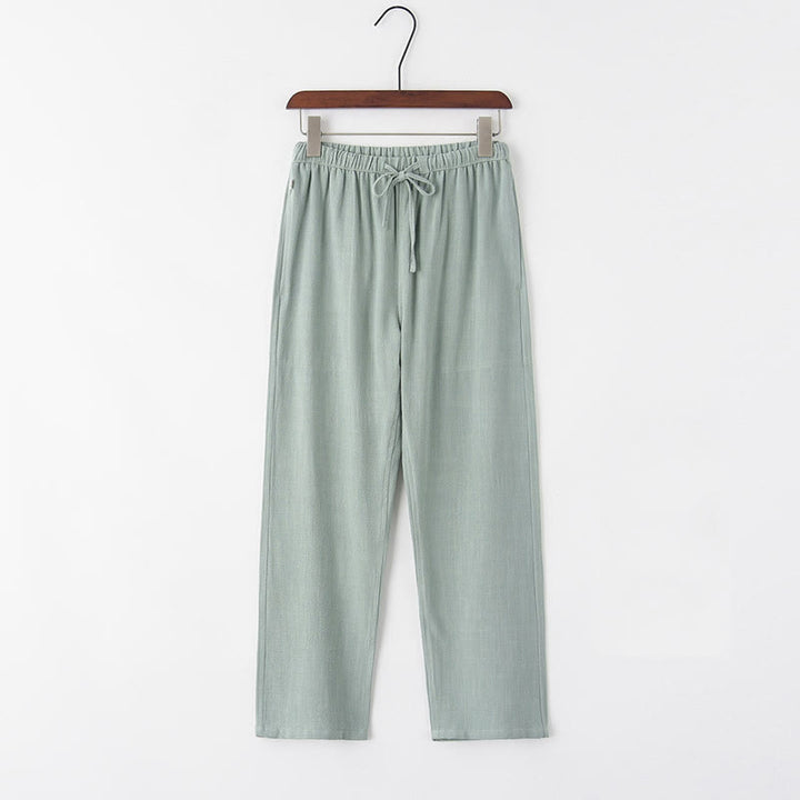 Pantaloni da uomo in lino con coulisse e tasche , Buddha Stones, primavera estate - DarkSeaGreen - US/UK/AU44, EU54 (4XL) - image 0