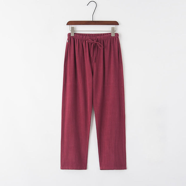 Pantaloni da uomo in lino con coulisse e tasche , Buddha Stones, primavera estate - IndianRed - US/UK/AU44, EU54 (4XL) - image 11