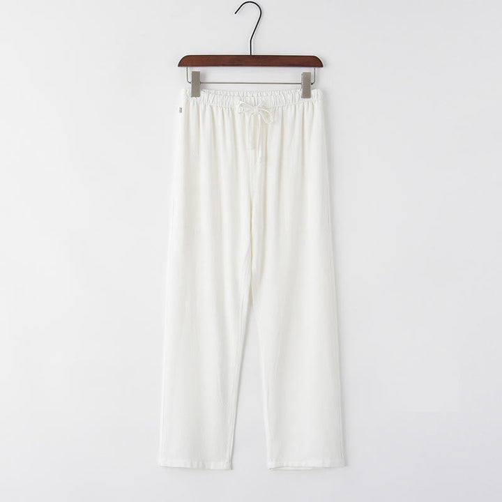 Pantaloni da uomo in lino con coulisse e tasche , Buddha Stones, primavera estate - Bianco - US/UK/AU44, EU54 (4XL) - image 1