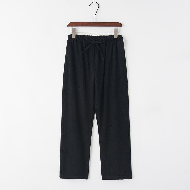 Pantaloni da uomo in lino con coulisse e tasche , Buddha Stones, primavera estate - Nero - US/UK/AU44, EU54 (4XL) - image 3