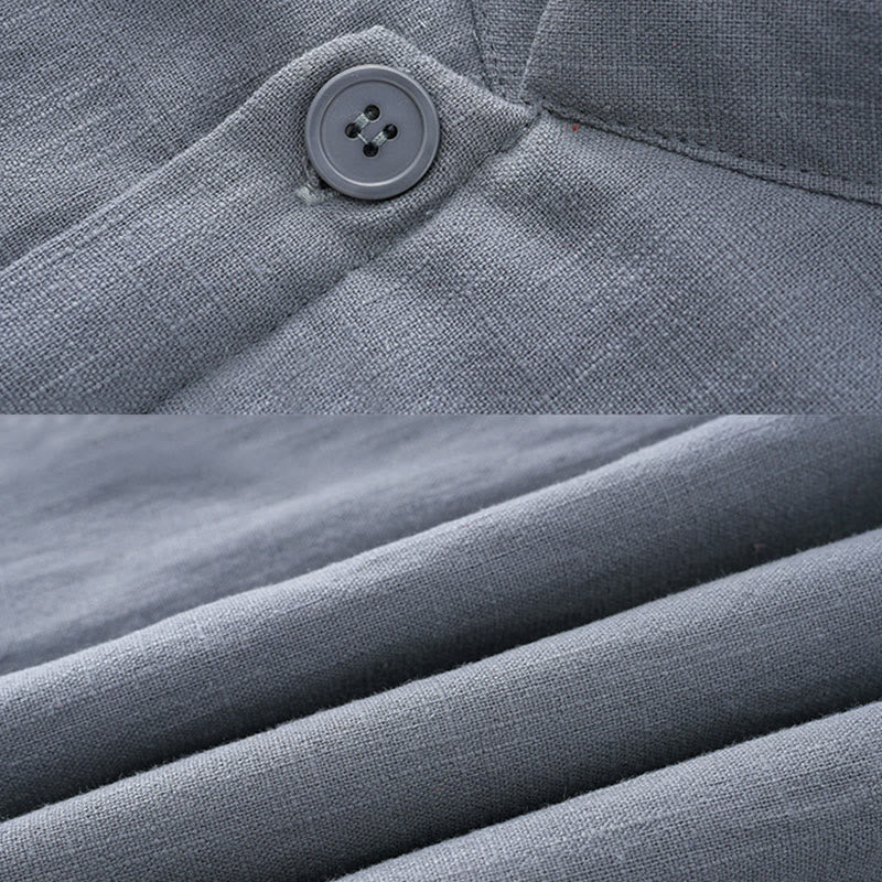 Buddha Stones Giacca da uomo invernale con bottoni a rana, foderata in pile di cotone e lino, con tasche - image 5