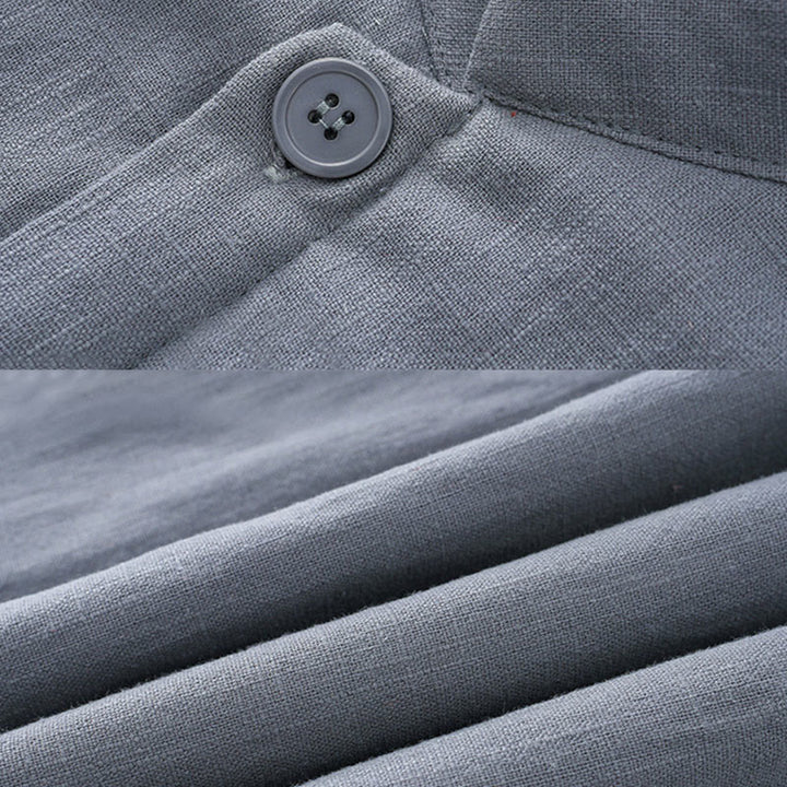 Buddha Stones Giacca da uomo invernale con bottoni a rana, foderata in pile di cotone e lino, con tasche - image 5