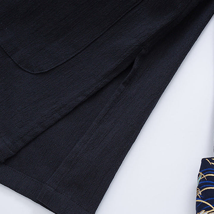 Giacca camicia con ricamo gru bianca in cotone con bottoni a rana da uomo Buddha Stones Tang Suit con tasche