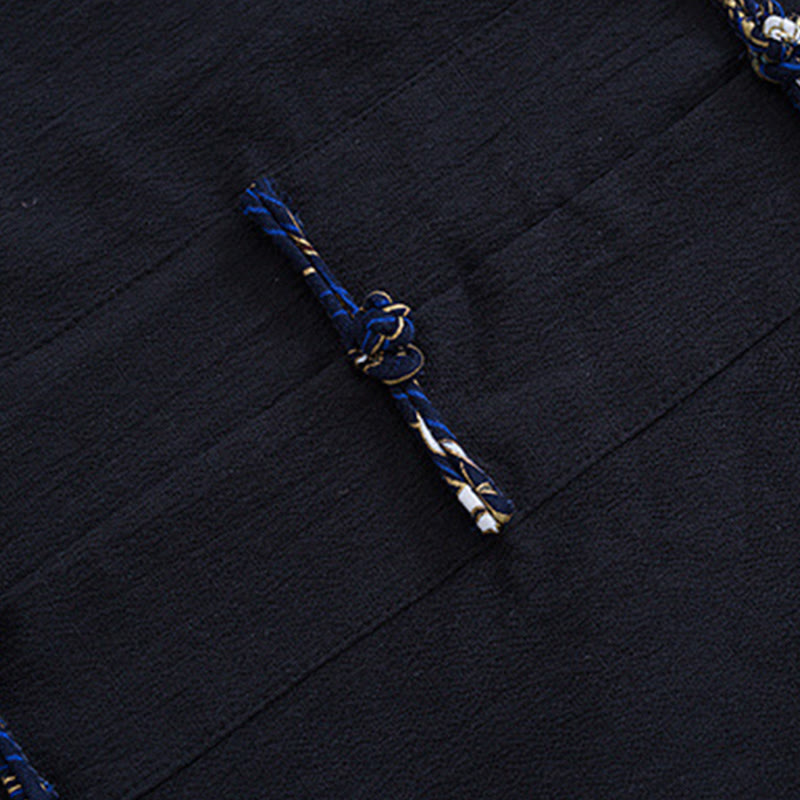 Giacca camicia con ricamo gru bianca in cotone con bottoni a rana da uomo Buddha Stones Tang Suit con tasche - image 4