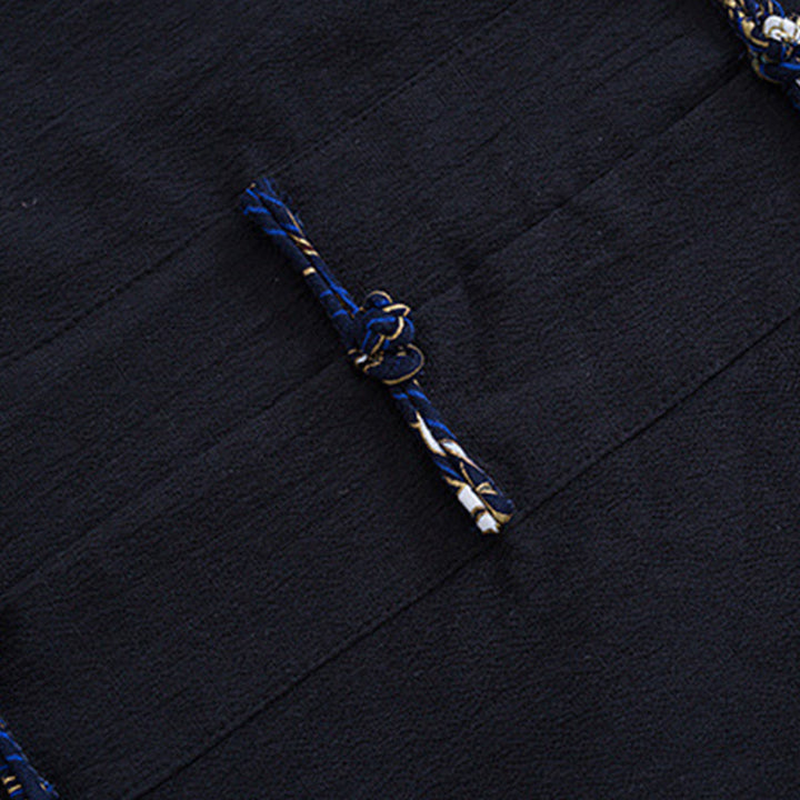 Giacca camicia con ricamo gru bianca in cotone con bottoni a rana da uomo Buddha Stones Tang Suit con tasche - image 4