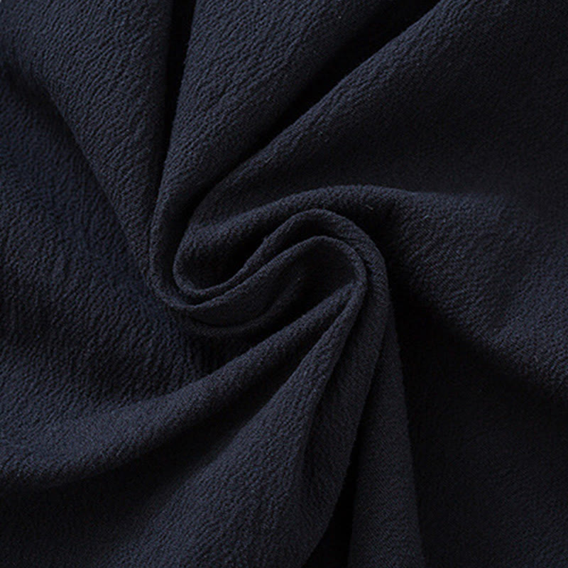 Giacca camicia con ricamo gru bianca in cotone con bottoni a rana da uomo Buddha Stones Tang Suit con tasche - image 8