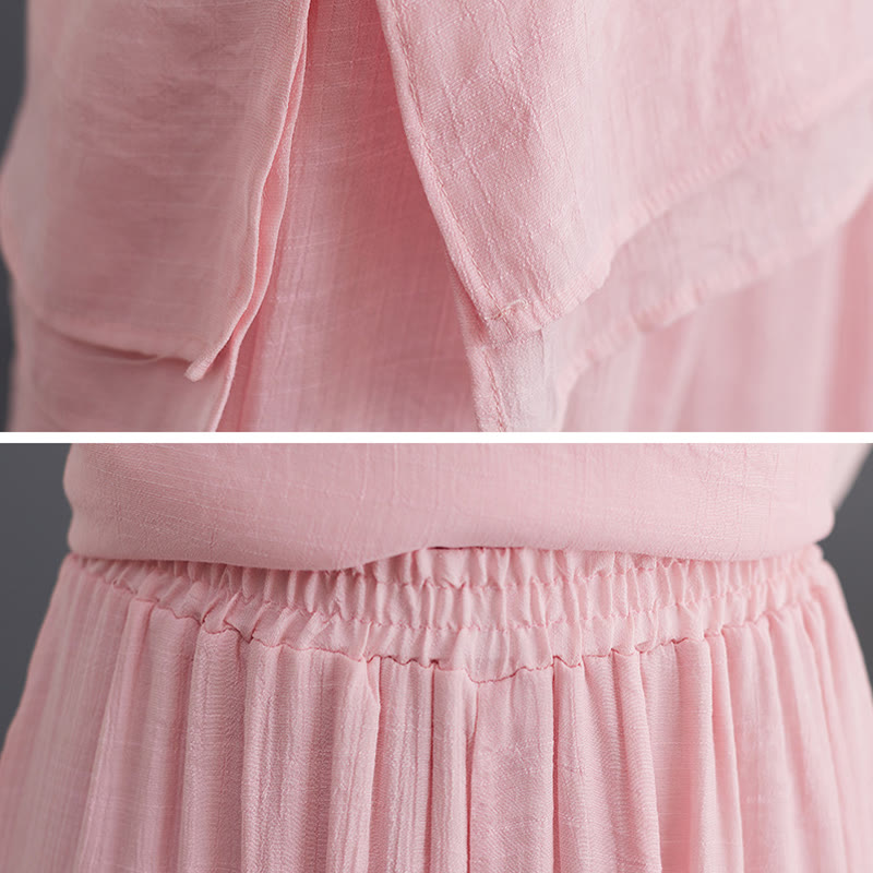 Buddha Stones 2 pezzi Solido Donna Manica Lunga Camicia Pantaloni Meditazione Abbigliamento Set - image 10