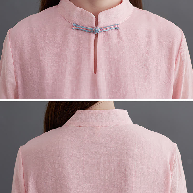 Buddha Stones 2 pezzi Solido Donna Manica Lunga Camicia Pantaloni Meditazione Abbigliamento Set - image 7