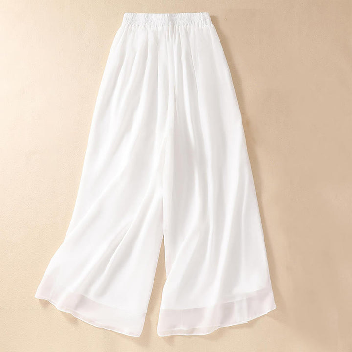 Buddha Stones Donna Fiore Ricamato Rana-Bottone Camicia Vestito Pantaloni Gamba Larga - Pantaloni bianchi a gamba larga - US8-10, UK/AU12-14, EU40-42 (2XL) - image 15