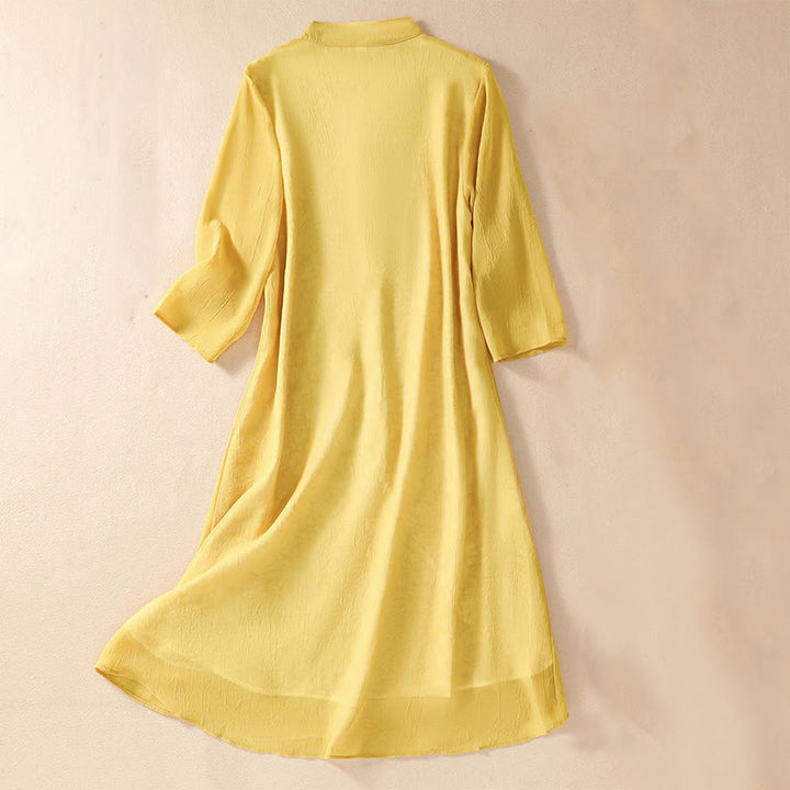 Buddha Stones Donna Fiore Ricamato Rana-Bottone Camicia Vestito Pantaloni Gamba Larga - image 2