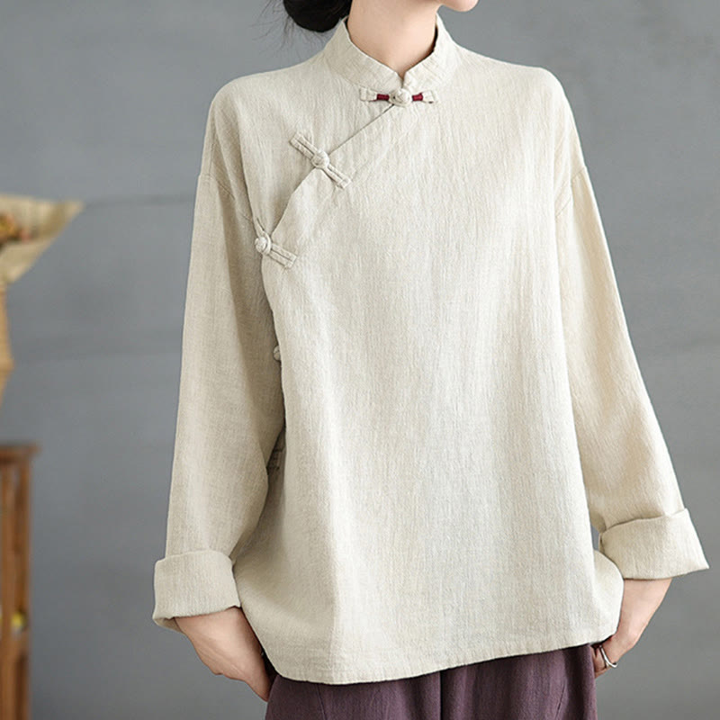 Camicia da donna a maniche lunghe con bottoni a rana e tinta unita Buddha Stones - Biancheria - US8-10, UK/AU12-14, EU40-42 (2XL) - image 0