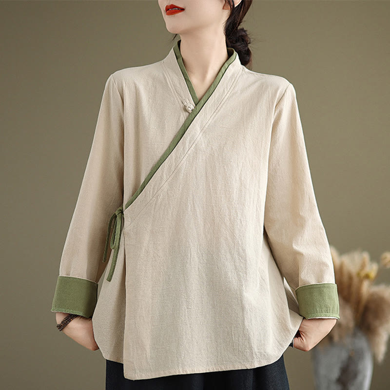 Camicia da donna con lacci a maniche lunghe in tinta unita con Buddha Stones, Hanfu - Biancheria - US8-10, UK/AU12-14, EU40-42 (2XL) - image 0
