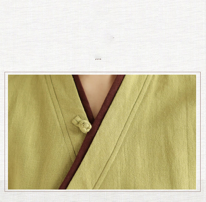 Camicia da donna con lacci a maniche lunghe in tinta unita con Buddha Stones, Hanfu - image 14