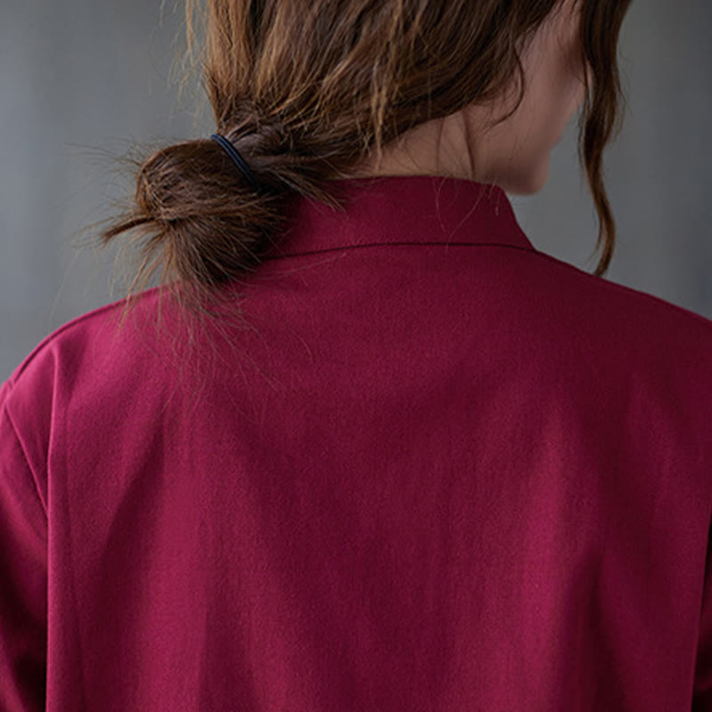 Buddha Stones Donna Camicia Manica Lunga con Bottoni a Rana Pantaloni Meditazione Cotone Lino Abbigliamento - image 11