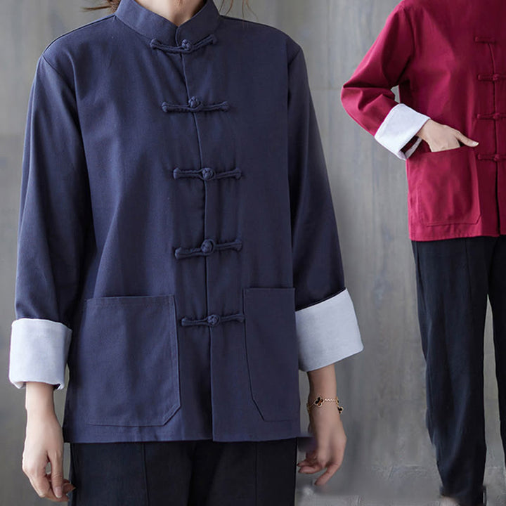 Buddha Stones Donna Camicia Manica Lunga con Bottoni a Rana Pantaloni Meditazione Cotone Lino Abbigliamento - image 19