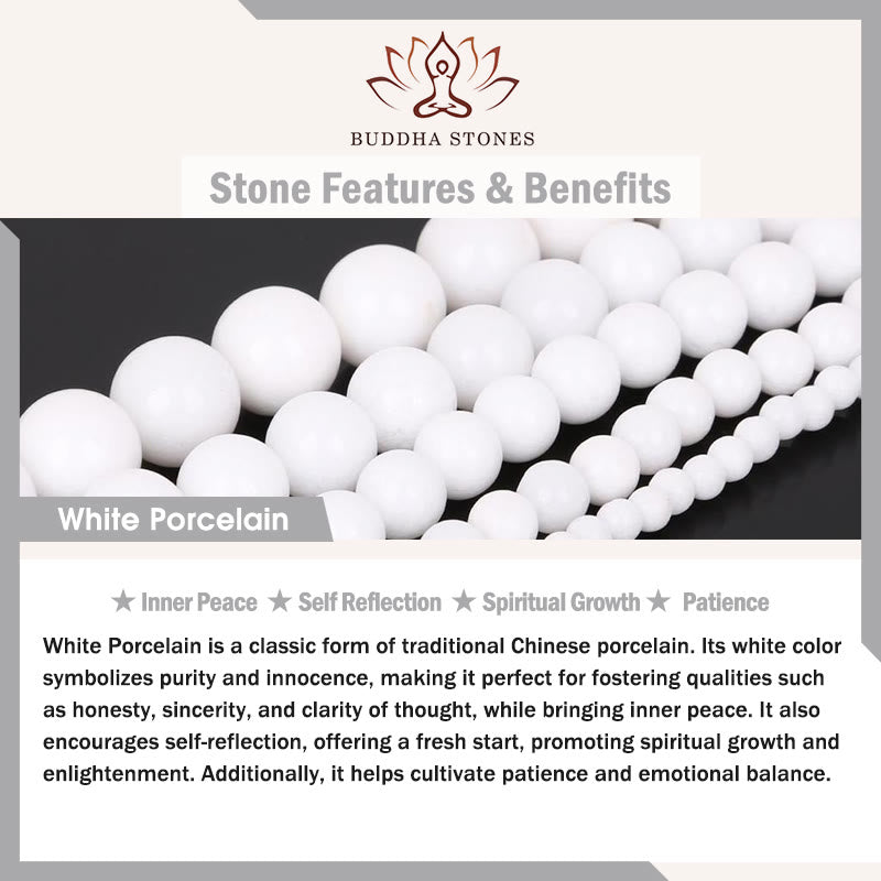 Braccialetto di realizzazione Yin Yang con perline di porcellana bianca e ossidiana nera Buddha Stones