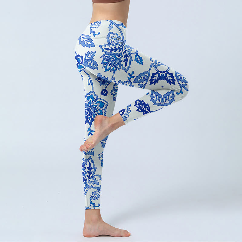 Leggings da palestra con stampa di fiori e Buddha Stones , pantaloni da yoga da donna - image 3