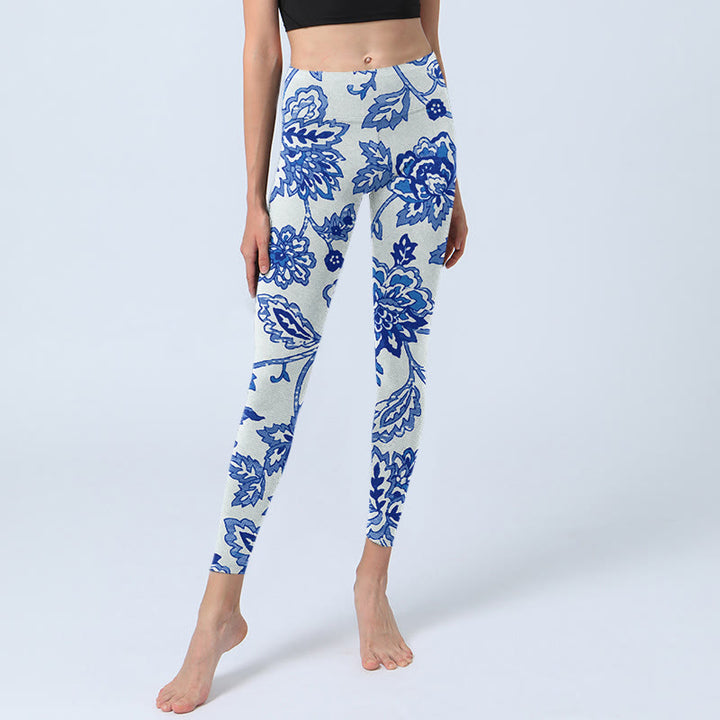 Leggings da palestra con stampa di fiori e Buddha Stones , pantaloni da yoga da donna - image 5