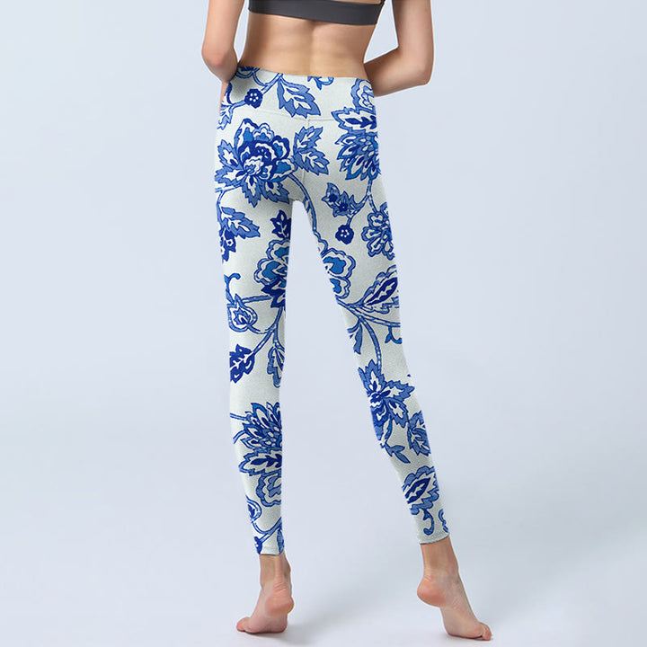 Leggings da palestra con stampa di fiori e Buddha Stones , pantaloni da yoga da donna - image 7