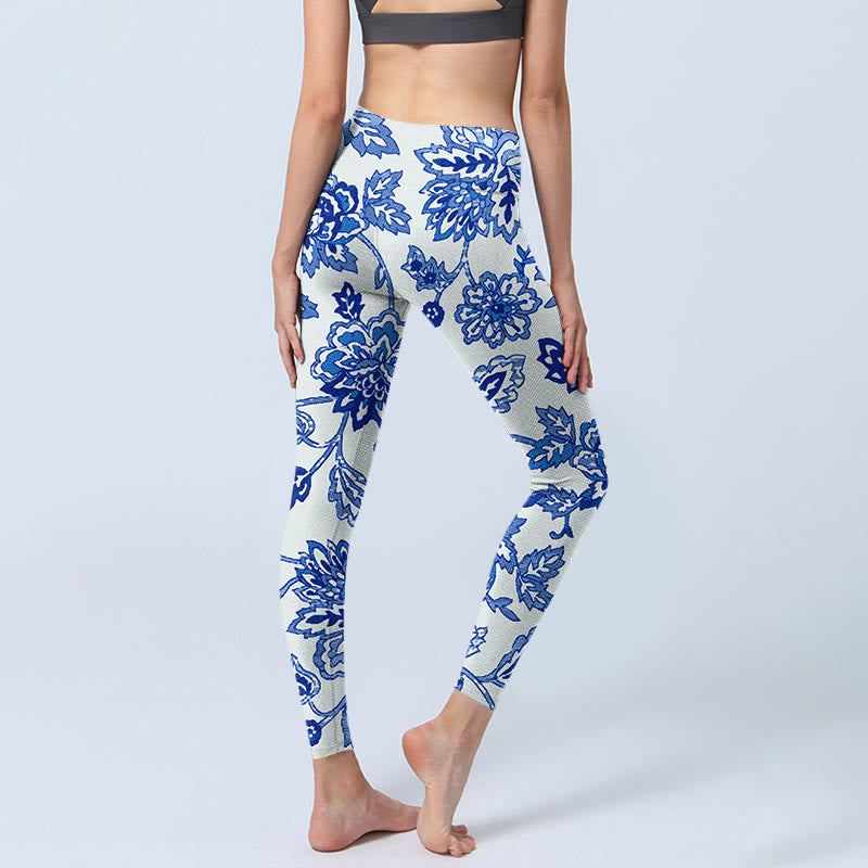 Leggings da palestra con stampa di fiori e Buddha Stones , pantaloni da yoga da donna - image 5