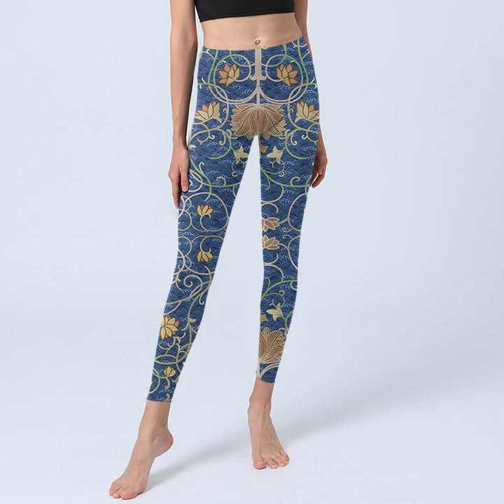 Leggings da palestra con stampa di fiori di loto Buddha Stones, pantaloni da yoga da donna - image 6