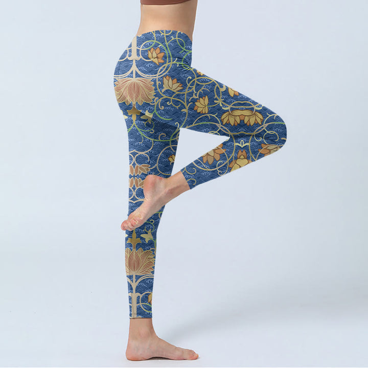 Leggings da palestra con stampa di fiori di loto Buddha Stones, pantaloni da yoga da donna - image 4