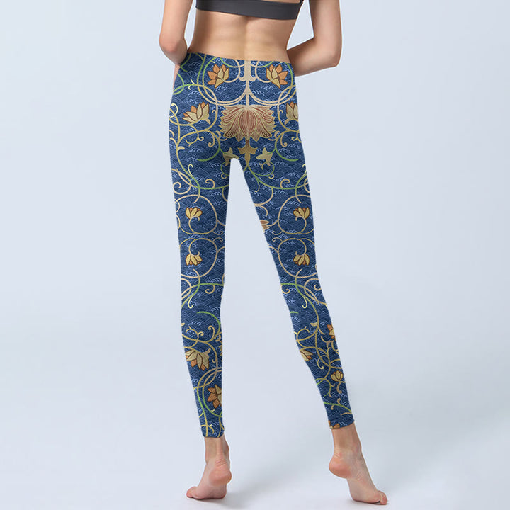 Leggings da palestra con stampa di fiori di loto Buddha Stones, pantaloni da yoga da donna - image 7