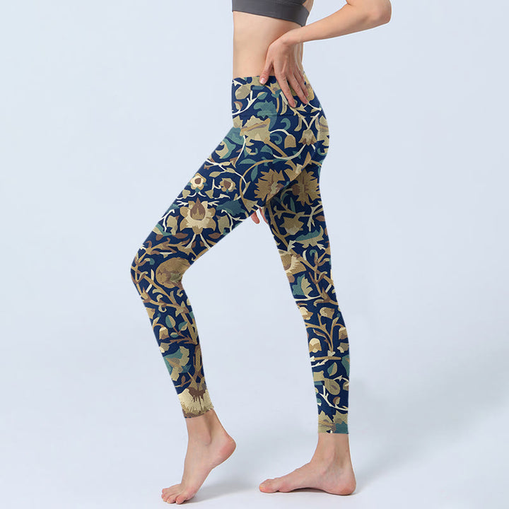 Leggings da palestra con motivo di fiori di loto interconnessi Buddha Stones, pantaloni da yoga da donna - image 3