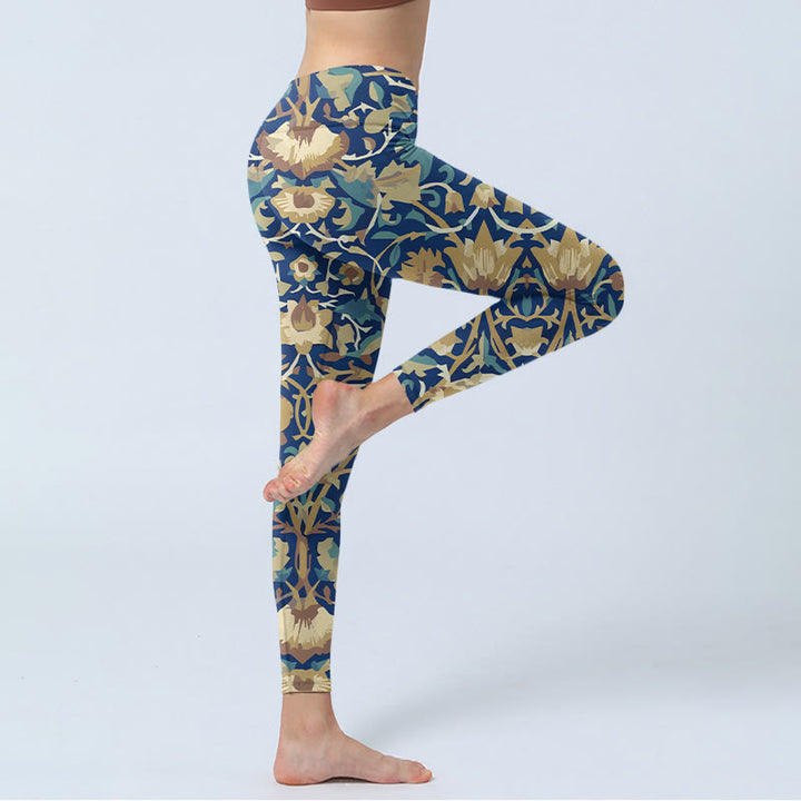 Leggings da palestra con motivo di fiori di loto interconnessi Buddha Stones, pantaloni da yoga da donna - image 4