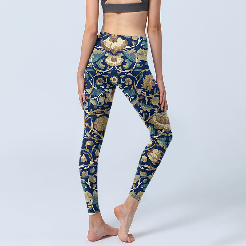 Leggings da palestra con motivo di fiori di loto interconnessi Buddha Stones, pantaloni da yoga da donna - image 5