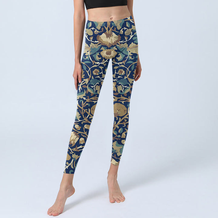 Leggings da palestra con motivo di fiori di loto interconnessi Buddha Stones, pantaloni da yoga da donna - image 5