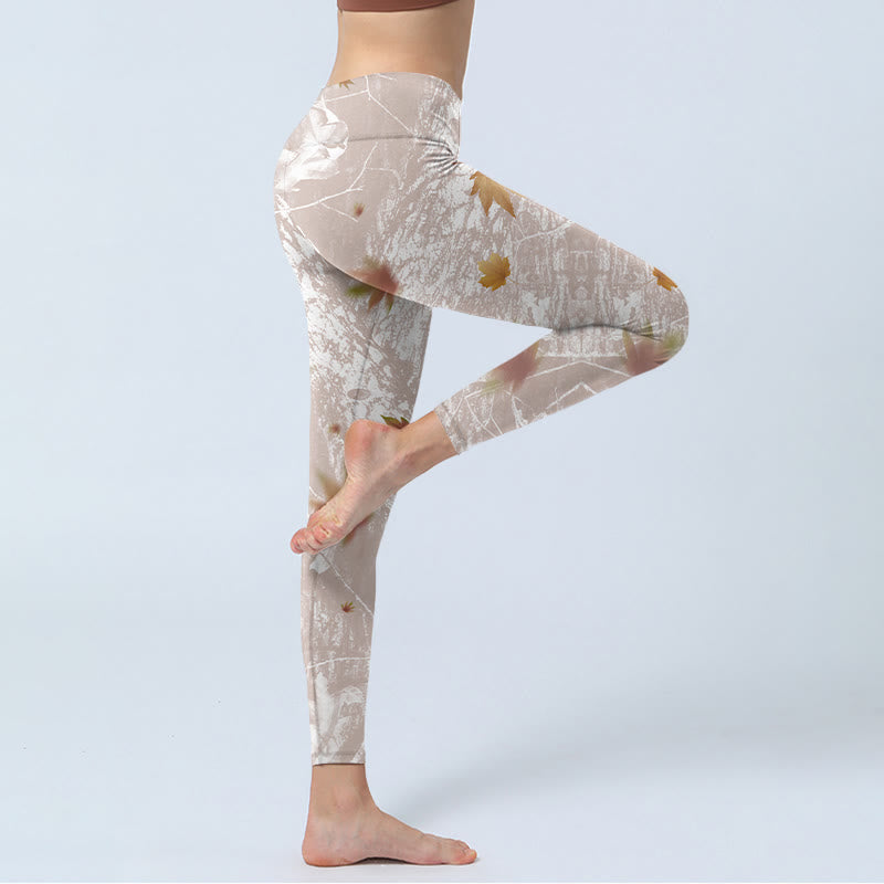 Leggings da palestra con stampa Buddha Stones, foglie d'acero e rami, pantaloni da yoga da donna - image 4