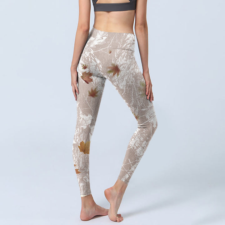 Leggings da palestra con stampa Buddha Stones, foglie d'acero e rami, pantaloni da yoga da donna - image 6
