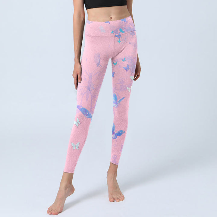 Leggings da palestra con stampa a farfalla Buddha Stones , pantaloni da yoga da donna - image 5