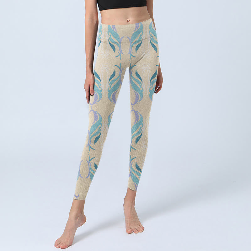 Leggings da palestra Buddha Stones blu viola verde linee pantaloni da yoga da donna - image 6