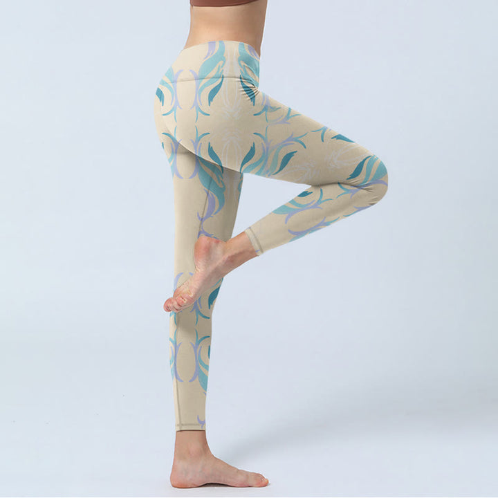 Leggings da palestra Buddha Stones blu viola verde linee pantaloni da yoga da donna - image 4