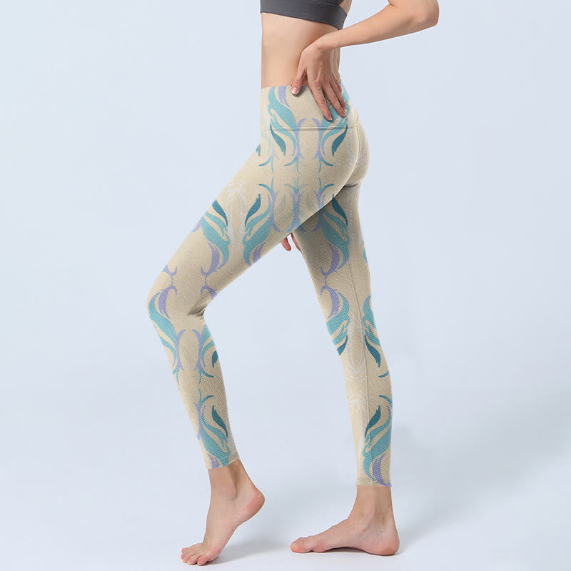 Leggings da palestra Buddha Stones blu viola verde linee pantaloni da yoga da donna - image 3