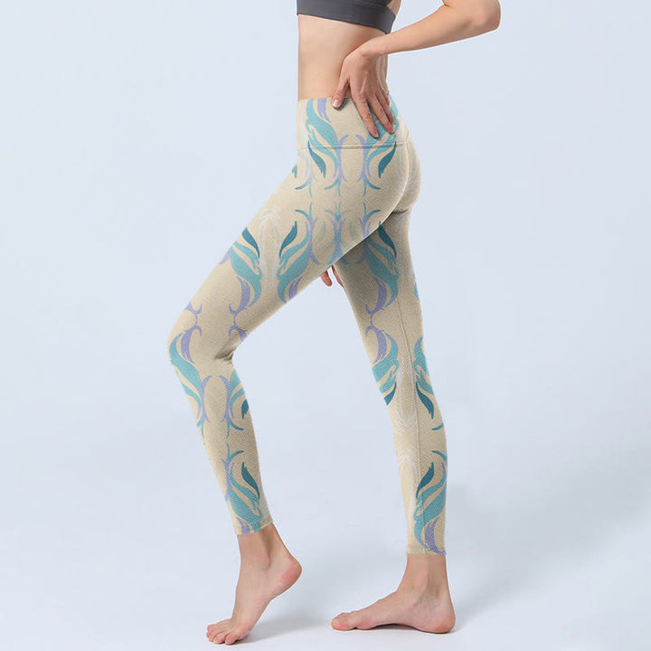 Leggings da palestra Buddha Stones blu viola verde linee pantaloni da yoga da donna - image 3