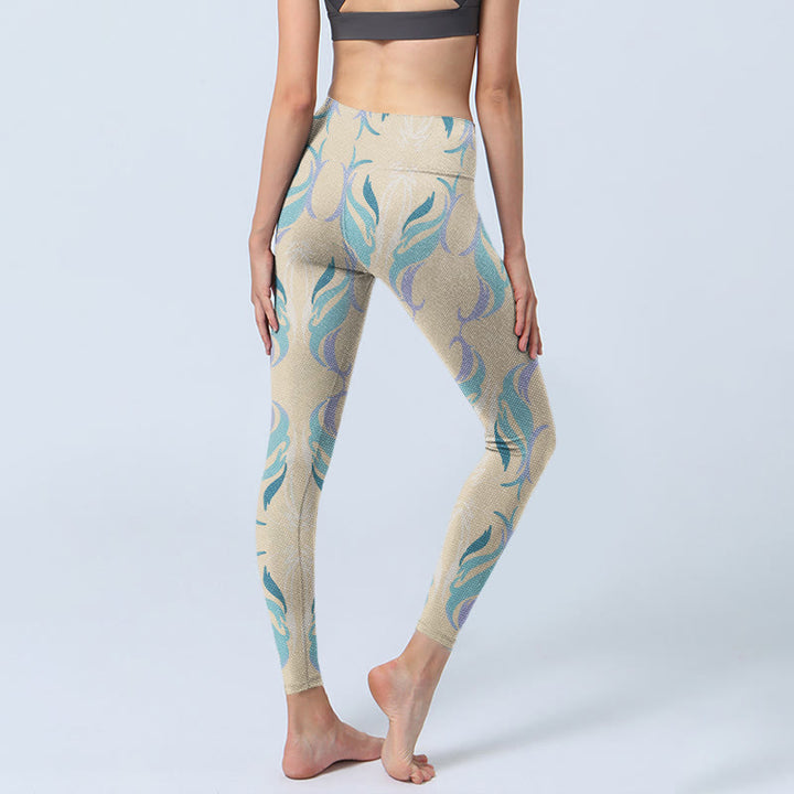 Leggings da palestra Buddha Stones blu viola verde linee pantaloni da yoga da donna - image 5