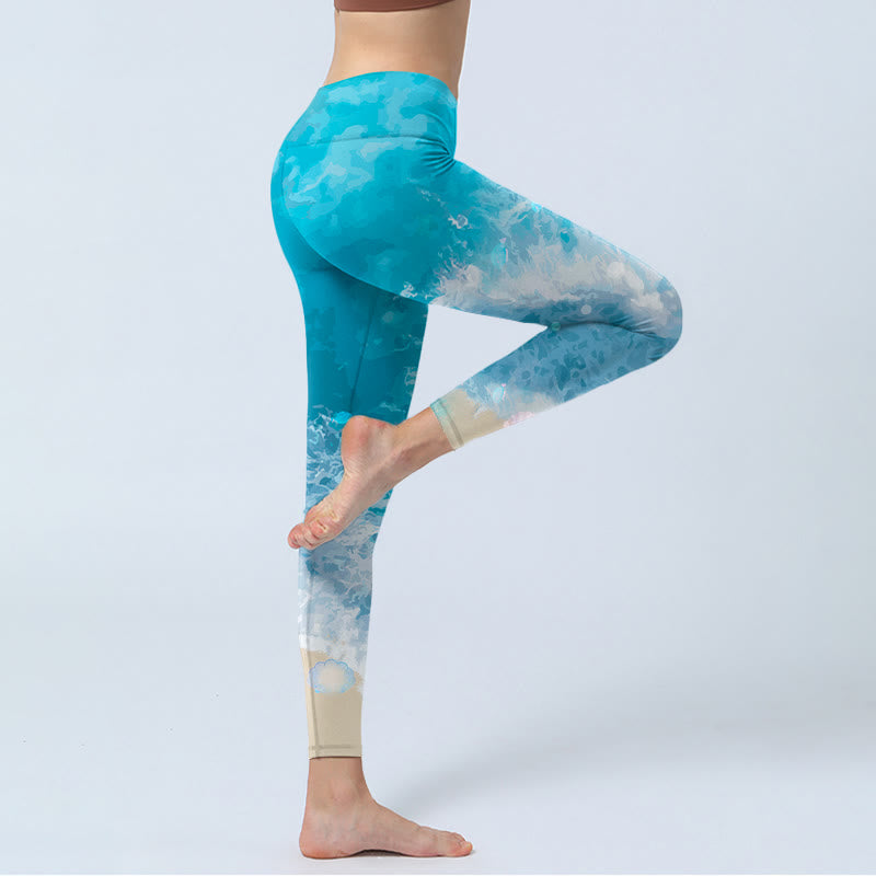 Leggings da palestra Buddha Stones Ocean Waves Fish Pantaloni da yoga da donna - image 3