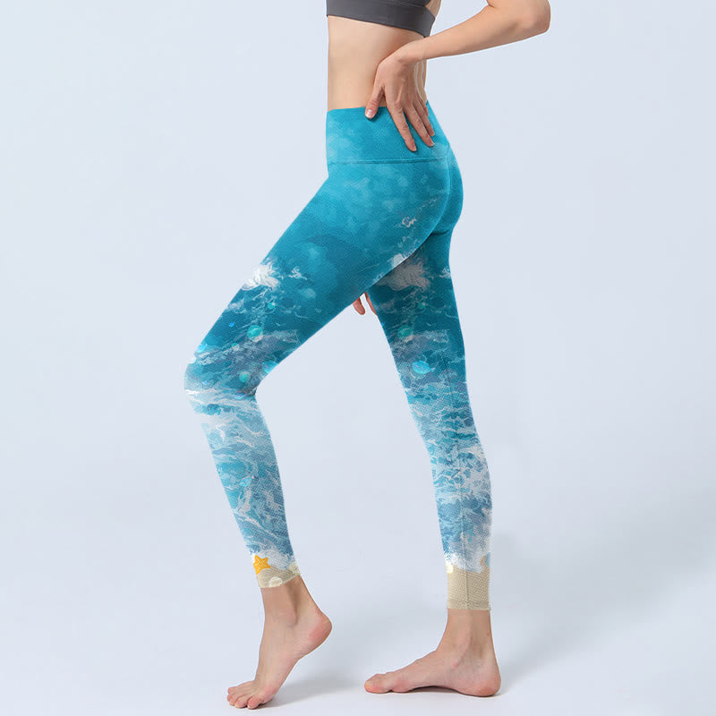 Leggings da palestra Buddha Stones Ocean Waves Fish Pantaloni da yoga da donna - image 4