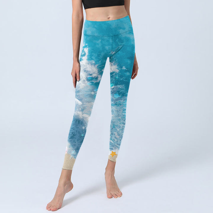 Leggings da palestra Buddha Stones Ocean Waves Fish Pantaloni da yoga da donna - image 5