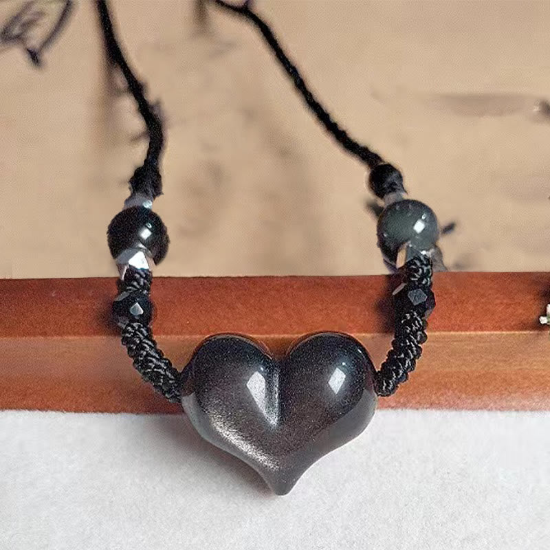 Collana Buddha Stones lucida e argento naturale con protezione del cuore