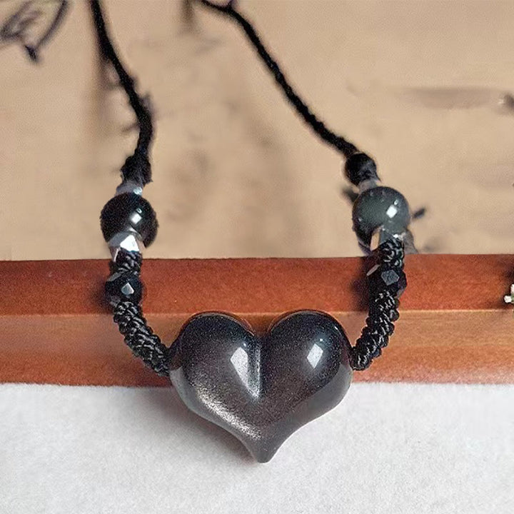 Collana Buddha Stones lucida e argento naturale con protezione del cuore