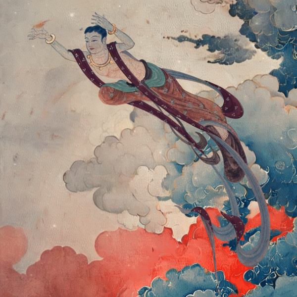 Buddha Stones Dunhuang Flying Apsaras Auspicious Clouds Stampa Leggings Fitness Pantaloni Yoga Donna - image 1