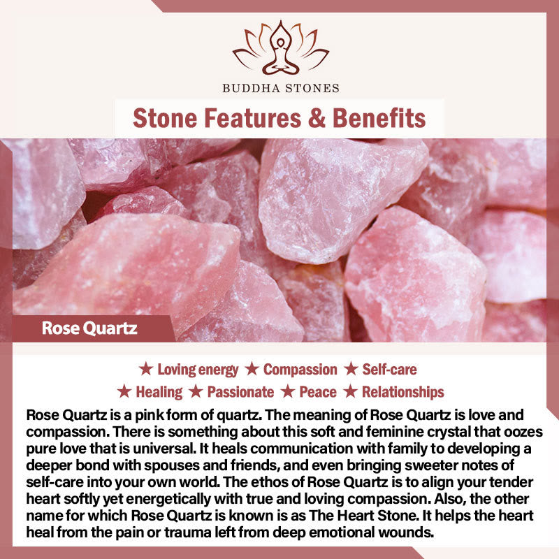 Bracciale Buddha Stones Thinking Of You, Quarzo Rosa, Rodonite, Corniola, Relazioni