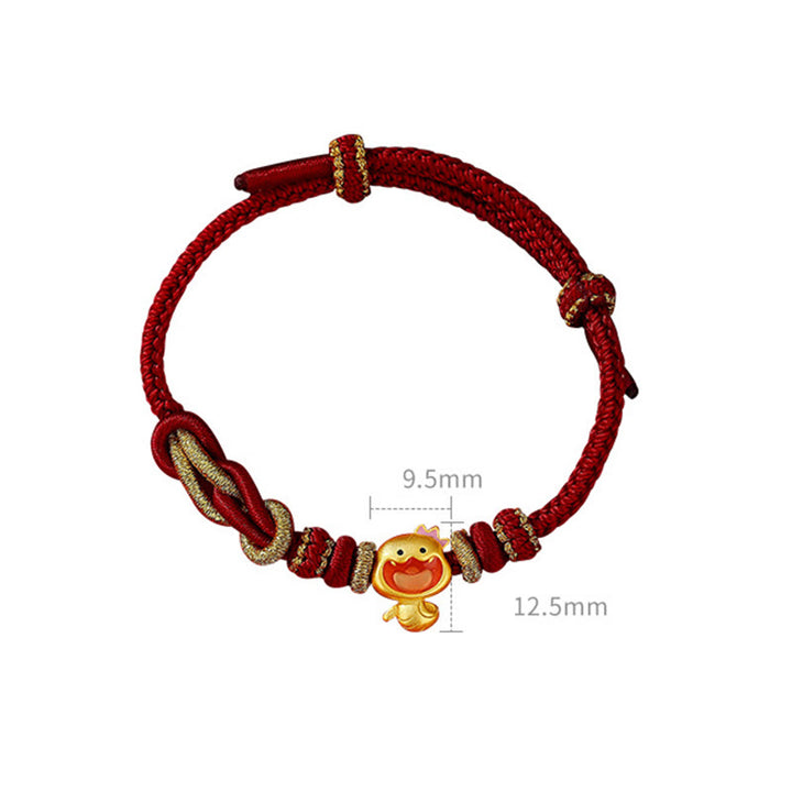 Braccialetto con corda rossa in argento sterling 925 Buddha Stones corona carina Anno del serpente Forza del serpente
