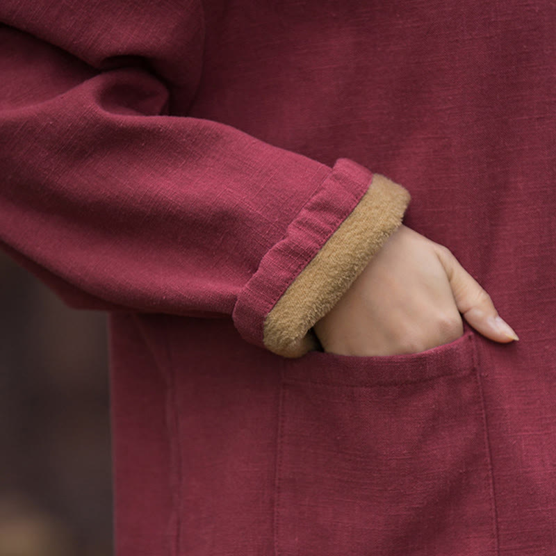 Camicia da donna in lino ramiè a maniche lunghe, termica, retrò, tinta unita, Buddha Stones - image 23